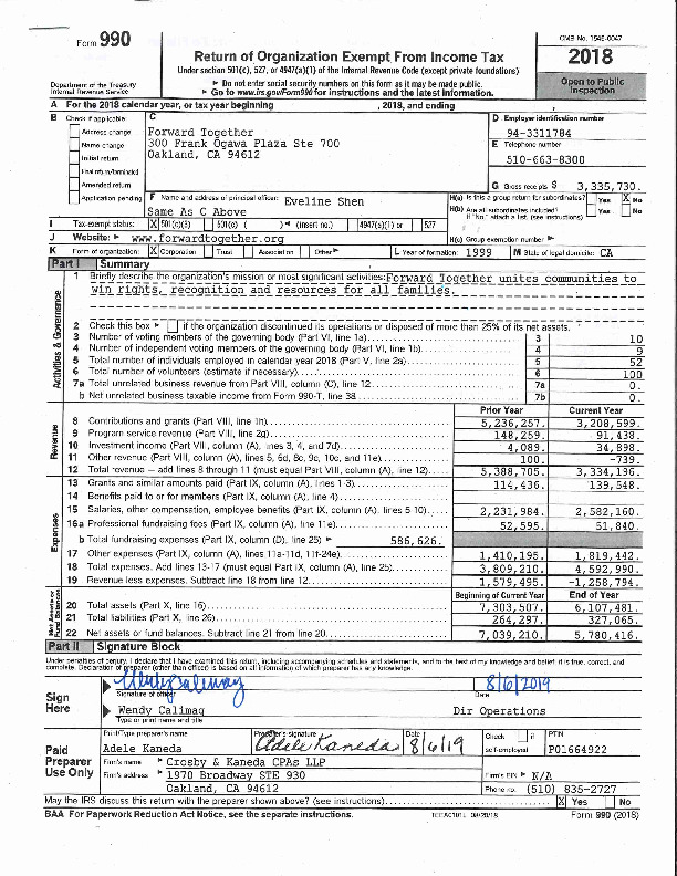 Image of 2018 Form 990